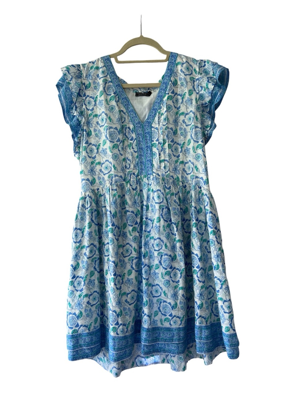 Vineyard Vines Blue & Aqua Floral V-Neck Mini Dress